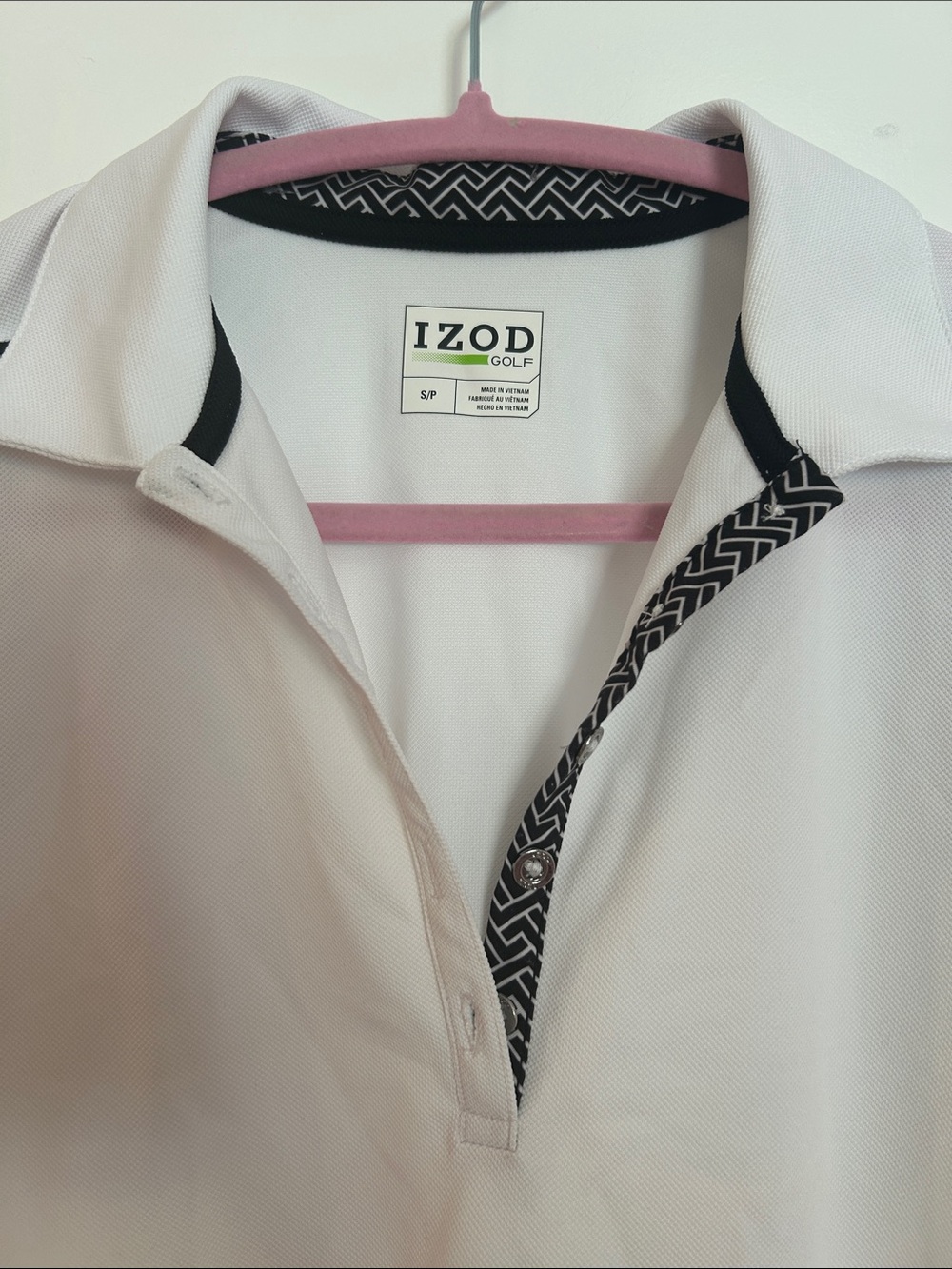Izod White Sleeveless Polo Tank with Black Trim - Picture 3 of 4